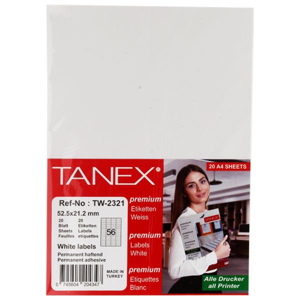 Tanex A4 Printer/Copier Labels - 52.5 X 21.2 mm | Penzmart